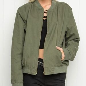 Brandy Melville Green Bomber Jacket